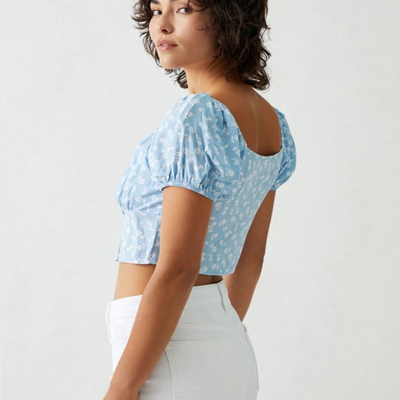 Pacsun LA Hearts Double Tie Woven Short Sleeve Top - Picture 2 of 9